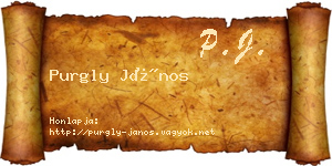 Purgly János névjegykártya